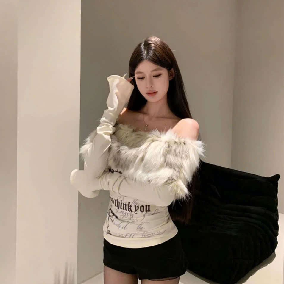 Áo thun dệt kim trễ vai