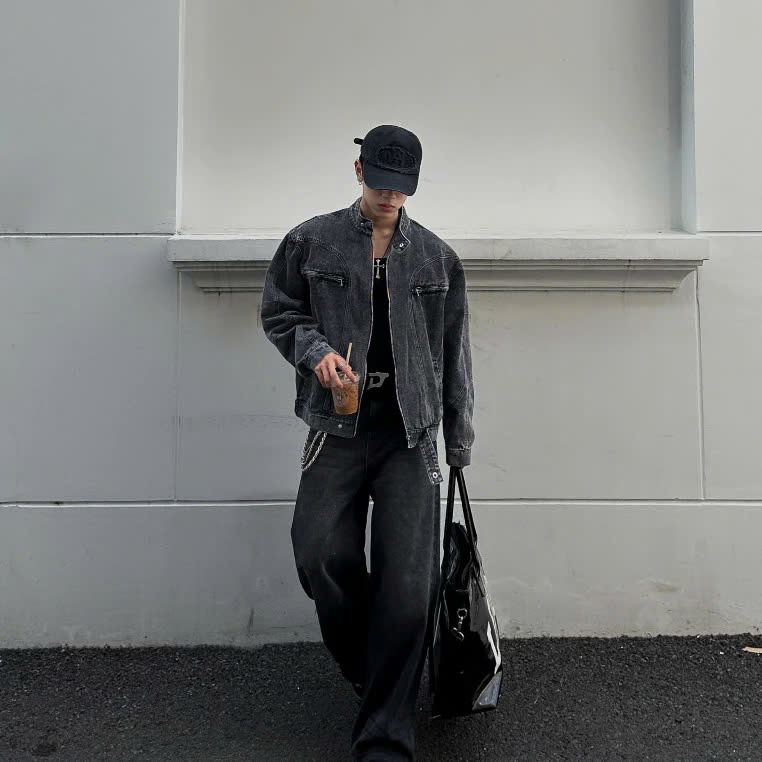 Áo Khoác Denim Dark Grey