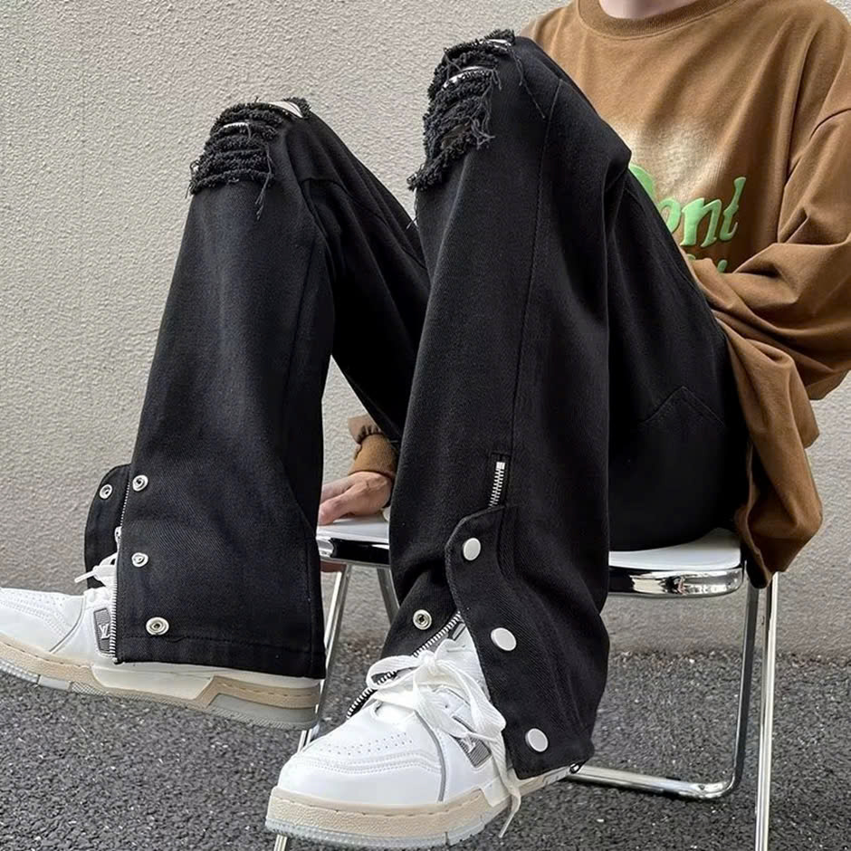 Quần Jean Trắng Distressed