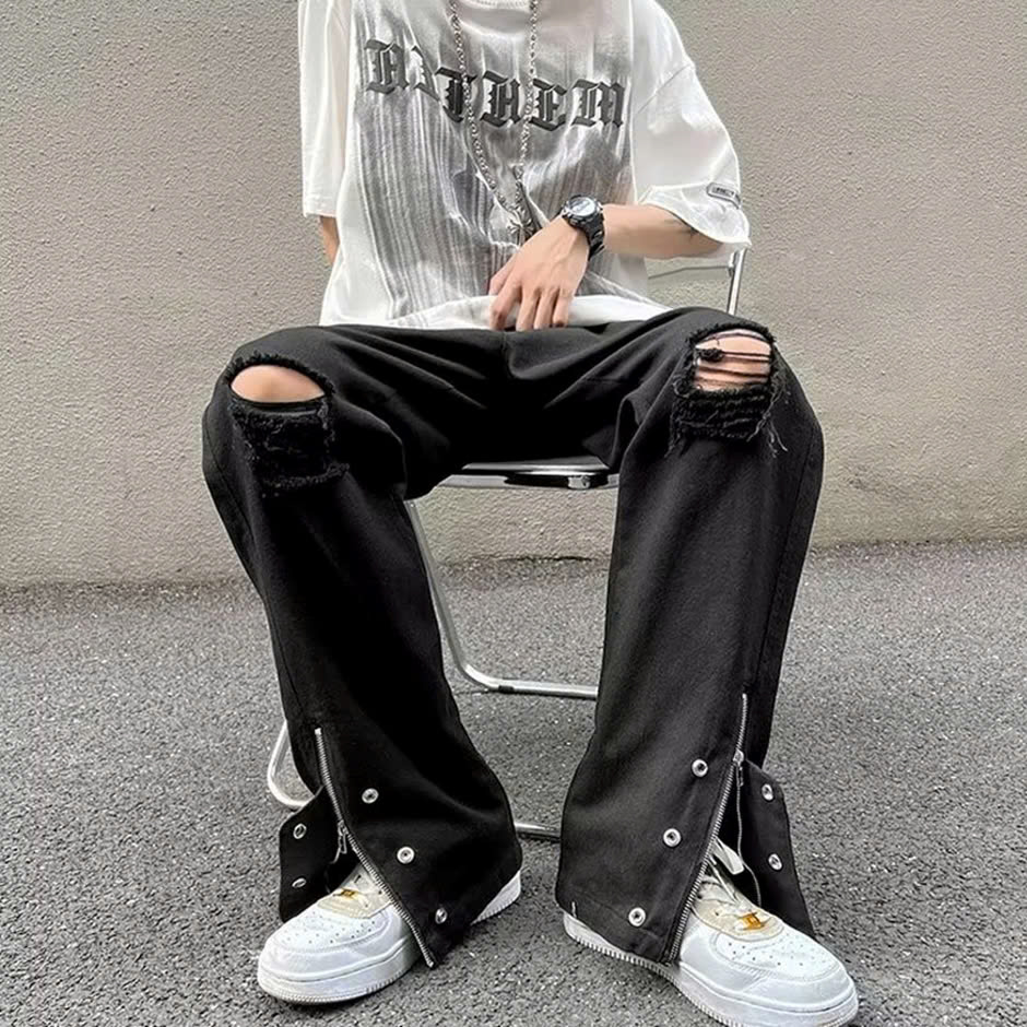 Quần Jean Trắng Distressed